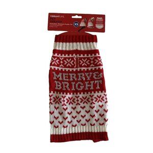 Vibrant Life Holiday Merry Bright Snowflakes Dog/Cat Sweater XS New